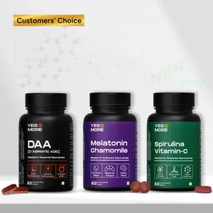 Elite performance trio by Yesnmore | DAA + Melatonin + Spirulina