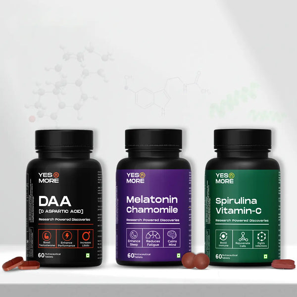 Elite performance trio by Yesnmore | DAA + Melatonin + Spirulina