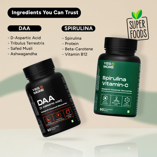 Core Vitality Combo by Yesnmore | DAA + Spirulina
